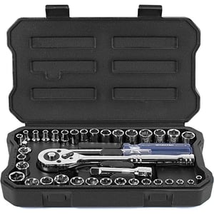 WORKPRO 39Piece Drive Socket Set 1438 CRV Metric and Imperial Sockets with QuickRelease Ratchet Wrench Compact Sockets Set for Car Repair39Pice