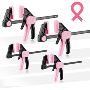 WORKPRO Mini Bar Clamps for Woodworking 62 and 4122 4Piece OneHanded ClampSpreader LightDuty QuickChange F Clamp with 150lbs Load Limit  Pink RibbonPink