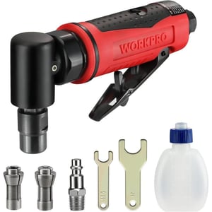 WORKPRO Air Angle Die Grinder 14Inch Pneumatic Right Angle Die Grinder 20000RPM AirPowered 90 Degree for Grinding Cutting Polishing Welding Repair Deburring 14 amp 18 Collets IncludedRight Angle