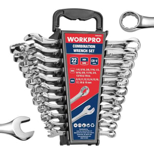 WORKPRO Mechanics Wrench Set Metric and Standard 22PCS Complete Combination Wrenches Set SAE 14 to 78 Metric 9mm to 19mm Automotive Wrench Set with Rack OrganizerWORKPRO Mechanics Wrench Set Metric and Standard 22PCS Complete Combination Wrenches Set SAE 14 to 78 Metric 9mm to 19mm Automotive Wrench Set with Rack Organizer