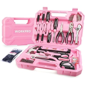 WORKPRO Pink Tool Box 258PCS Pink Tool Kit for Home Complete Household Tool Set with Pink Hammer Screwdriver Set Portable Toolkit for Home Repair New Apartment HouseWarming DIY  Pink RibbonWORKPRO Pink Tool Box 258PCS Pink Tool Kit for Home Complete Household Tool Set with Pink Hammer Screwdriver Set Portable Toolkit for Home Repair New Apartment HouseWarming DIY  Pink Ribbon