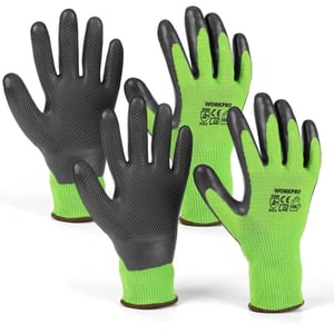 WORKPRO 2 Pairs Garden Gloves Working Gloves with Eco Latex Palm Coated Works Gloves with Touchscreen for Weeding Digging Raking and PruningMLarge Pack of 4