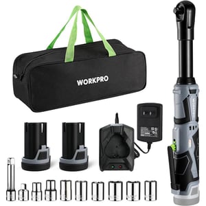 WORKPRO 12V 40 Ftlbs Power Ratchet Wrench Kit with 10Piece Socket Accessory Set 1Hour Fast Charger 20Ah LithiumIon BatteriesExtended