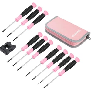 imageWORKPRO 10Piece Precision Screwdriver Set with Pink Pouch Phillips Slotted Torx Star Magnetic Tip Small Screwdriver Repair Kit for Eyeglass Watch Computer Laptop and Phone  Pink RibbonPink Precision