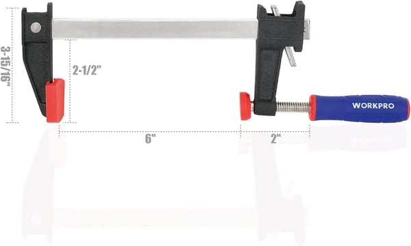 WORKPRO 6Inch amp 12Inch Steel Bar Clamps Set 4pack QuickRelease Clutch Style Bar Clamps with 212 Throat Adjustment Handle and 600 lbs Load Limit F Clamp for Woodworking Metalworking DIY6 inch
