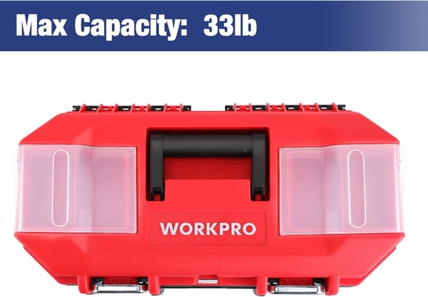 WORKPRO Tool Box Portable 16 with Removable Tray Heavy Duty Toolbox with 2 Metal Latches Rated up to 33 Lbs PP Plastic Small Tool Boxes with Lock Secured Small Parts Organizer in Lid black amp redWORKPRO Tool Box Portable 16 with Removable Tray Heavy Duty Toolbox with 2 Metal Latches Rated up to 33 Lbs PP Plastic Small Tool Boxes with Lock Secured Small Parts Organizer in Lid black amp red