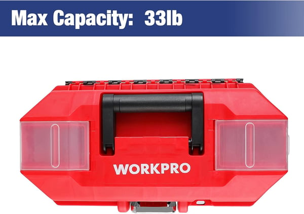 WORKPRO Tool Box Portable 13 with Removable Tray Heavy Duty Toolbox with Metal Latch Rated up to 33 Lbs PP Plastic Small Tool Boxes with Small Parts Organizer in Lid black amp redWORKPRO Tool Box Portable 13 with Removable Tray Heavy Duty Toolbox with Metal Latch Rated up to 33 Lbs PP Plastic Small Tool Boxes with Small Parts Organizer in Lid black amp red