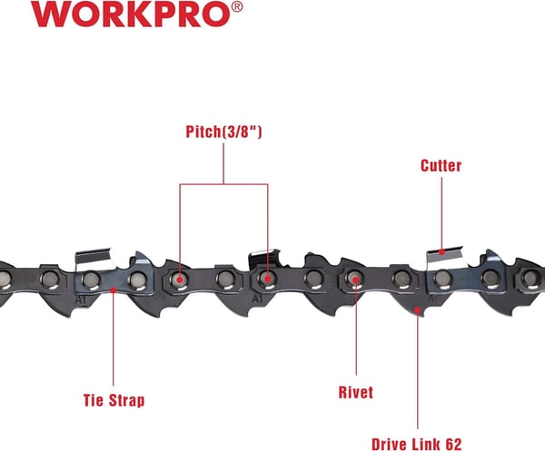 WORKPRO 2Pack 18 Inch Chainsaw Chain 38quotPitch 62 Drive Links Wood Cutting Saw Chain for Chainsaw Parts fits Craftsman Poulan Echo DeWalt