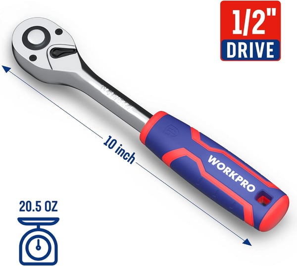 WORKPRO 3Piece Ratchet Set 14 38 12 QuickRelease Reversible 72Tooth Drive Socket Wrench12