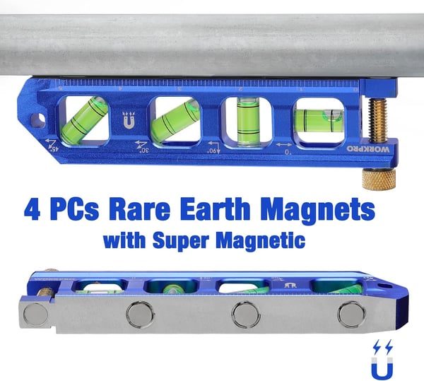 WORKPRO Conduit Bending Level Magnetic Torpedo Level Pipe Level Bubble Vials for 0903045 Measurements Aluminum Alloy Construction 63inch Cobalt BlueWORKPRO Conduit Bending Level Magnetic Torpedo Level Pipe Level Bubble Vials for 0903045 Measurements Aluminum Alloy Construction 63inch Cobalt Blue