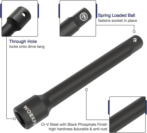 WORKPRO 12 Drive Impact Socket Set with Extension Bars Premium CrV Steel Complete 55Piece SAE and Metric Sockets with Enhanced Storage CaseWORKPRO 12 Drive Impact Socket Set with Extension Bars Premium CrV Steel Complete 55Piece SAE and Metric Sockets with Enhanced Storage Case