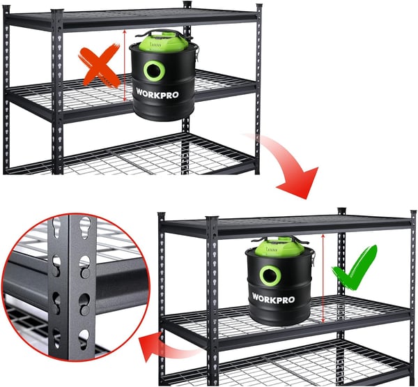 WORKPRO 3Tier Garage Shelving Unit Heavy Duty 5400 LBS Load Capacity Metal Storage Rack 50W x 18D x 47H Height Adjustable Industrial Shelving for Garage Warehouse Shop10 48u201DW x 24u201DD x 72u201DH