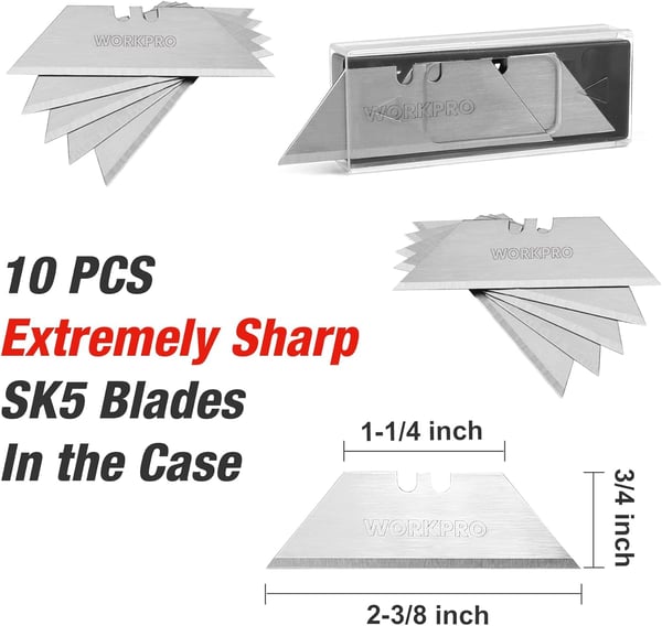 WORKPRO Folding Utility Knife with Stainless Steel Head Quickchange Blade amp Back Lock Wood Handle Heavy Duty Box Cutter 1PC Razor Knife with Extra 10PC SK5 BladesWORKPRO Folding Utility Knife with Stainless Steel Head Quickchange Blade amp Back Lock Wood Handle Heavy Duty Box Cutter 1PC Razor Knife with Extra 10PC SK5 Blades