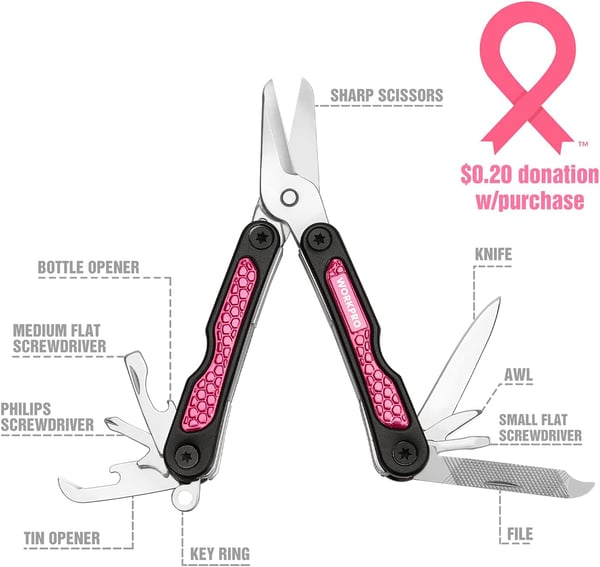 WORKPRO Pink Utility Knife amp Multi Tool Set Folding Box Cutter Quick Change Blade 8 in 1 Multi Function Scissor Portable Pocket Tools for Outdoors Camping Fishing Hiking  Pink RibbonWORKPRO Pink Utility Knife amp Multi Tool Set Folding Box Cutter Quick Change Blade 8 in 1 Multi Function Scissor Portable Pocket Tools for Outdoors Camping Fishing Hiking  Pink Ribbon