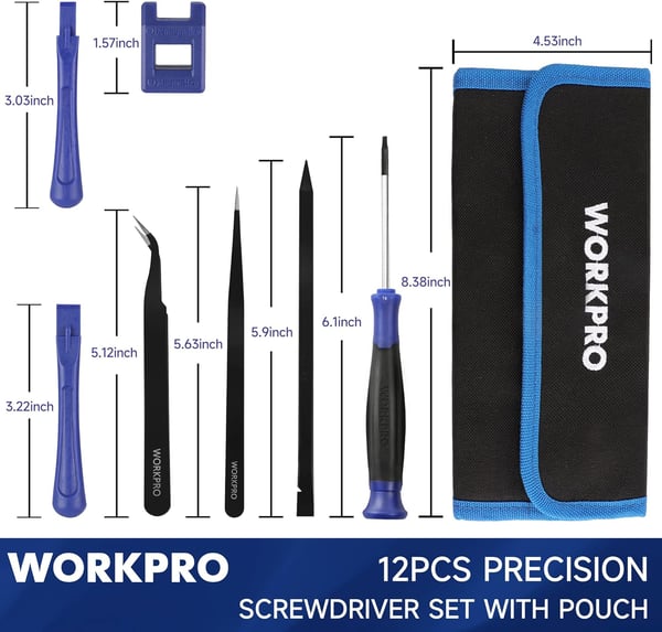 WORKPRO 12 in 1 Torx Screwdriver Set with T3 T4 T5 T6 T8 T10 Security Torx Bit amp Tweezers Precision Magnetic Screwdrivers Pry Bars Spudger for Eyeglass Watch Computer Laptop Phone with PouchWORKPRO 12 in 1 Torx Screwdriver Set with T3 T4 T5 T6 T8 T10 Security Torx Bit amp Tweezers Precision Magnetic Screwdrivers Pry Bars Spudger for Eyeglass Watch Computer Laptop Phone with Pouch