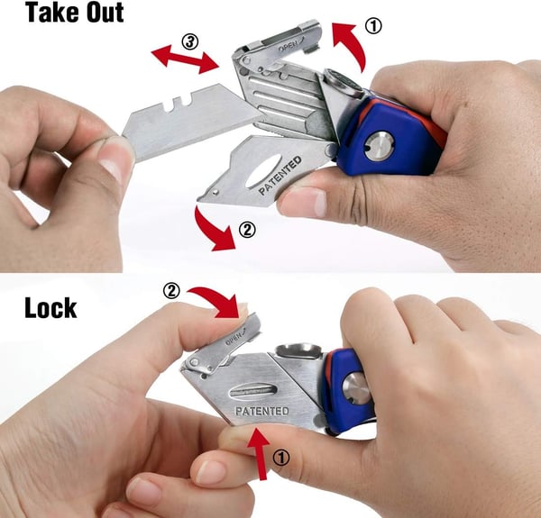 WORKPRO Folding Utility Knife QuickChange Box Cutter Blade Storage in Handle with 5 Extra Blades IncludedWORKPRO Folding Utility Knife QuickChange Box Cutter Blade Storage in Handle with 5 Extra Blades Included