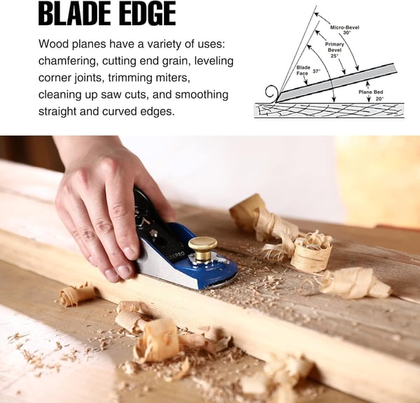 imageWORKPRO Wood Planer 6516quot Low Angle Hand Planer with T10A Steel Blade Adjustable Mouth ampamp Cast Iron Body Pocket Block Plane for Home Improvement Carpentry Work Woodworking Hobby Handicraft DIY