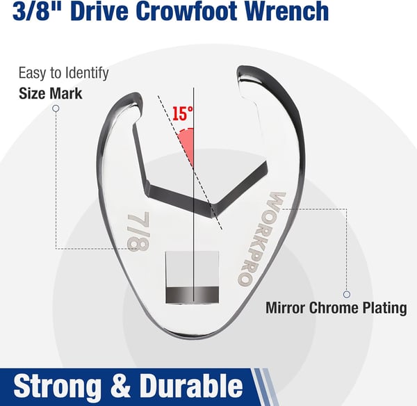 WORKPRO 38 Drive Flare Nut Wrench Set 10piece Crowfoot Flare Nut Tool Kit SAE 381in Steel Wrench With Storage Rail for Nut RemovalFlare nut SAE