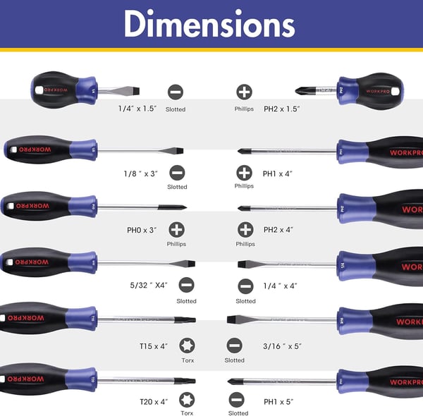 WORKPRO Magnetic Screwdrivers Set Phillips amp Flat amp Slotted amp Torx Screwdriver Tools Set with Organizer Professional Repair Tool Kit for Industrial Household Mechanics12PieceWORKPRO Magnetic Screwdrivers Set Phillips amp Flat amp Slotted amp Torx Screwdriver Tools Set with Organizer Professional Repair Tool Kit for Industrial Household Mechanics12Piece
