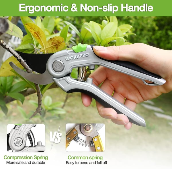 WORKPRO Bypass Pruning Shears 8 Hand Pruners with Aluminum Handle Stainless Steel amp Sharp SK5 Blades Professional Plant Snips Clippers for Flowers Branches Premium Gardening ToolsWORKPRO Bypass Pruning Shears 8 Hand Pruners with Aluminum Handle Stainless Steel amp Sharp SK5 Blades Professional Plant Snips Clippers for Flowers Branches Premium Gardening Tools