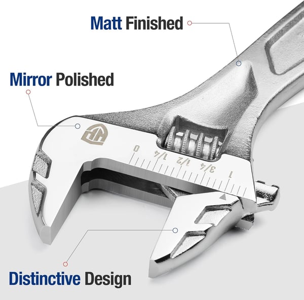 WORKPRO Adjustable Wrench 6inch Heavy Duty Spanner with InchMetric Scale Premium CrV Steel Chrome Plated8 Inch