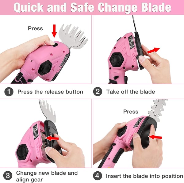 WORKPRO Pink Cordless Grass Shear amp Shrubbery Trimmer  2 in 1 Handheld Hedge Trimmer 72V Electric Grass Trimmer Hedge ShearsGrass Cutter 20Ah Rechargeable LithiumIon Battery  Pink RibbonPink