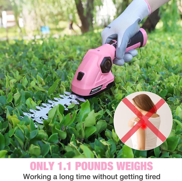 imageWORKPRO Pink Cordless Grass Shear ampamp Shrubbery Trimmer  2 in 1 Handheld Hedge Trimmer 72V Electric Grass Trimmer Hedge ShearsGrass Cutter 20Ah Rechargeable LithiumIon Battery  Pink RibbonPink