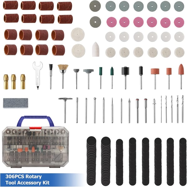 WORKPRO 306PCS Rotary Tool Accessories Kit Fits Dremel Rotary Tool 18quot Shanks DIY Universal Fitment for Easy Cutting Sanding Grinding Carving Polishing Drilling and Engraving with Storage Case