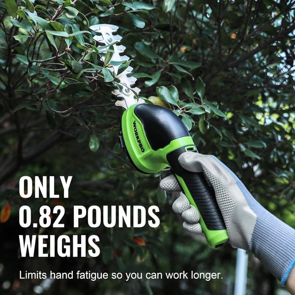 WORKPRO Cordless Grass Shear  Shrubbery Trimmer  2 in 1 Handheld Hedge Trimmer Electric Grass Trimmer Hedge ShearsGrass Cutter Rechargeable LithiumIon Battery and TypeC Cable Included WhiteGreen