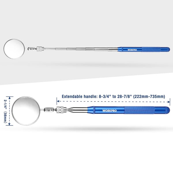 WORKPRO 2in1 Telescoping Inspection Mirror with Telescoping Magnetic PickUp Tool Round Mirror Extendable Mirror up to 30in NonSlip Handle 360 Inspection Mirror Telescoping Swivel HeadWORKPRO 2in1 Telescoping Inspection Mirror with Telescoping Magnetic PickUp Tool Round Mirror Extendable Mirror up to 30in NonSlip Handle 360 Inspection Mirror Telescoping Swivel Head