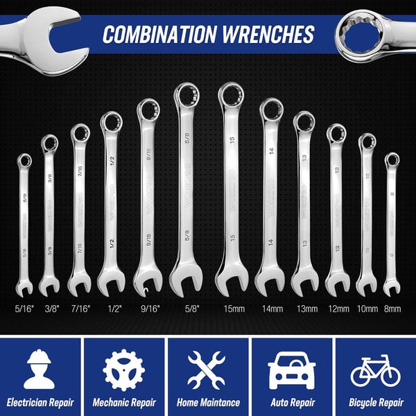 WORKPRO 39Piece Drive Socket Set 1438 CRV Metric and Imperial Sockets with QuickRelease Ratchet Wrench Compact Sockets Set for Car Repair192 Pieces