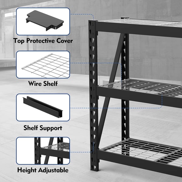 WORKPRO 3Tier Garage Shelving Unit Heavy Duty 5400 LBS Load Capacity Metal Storage Rack 50W x 18D x 47H Height Adjustable Industrial Shelving for Garage Warehouse Shop1 50u201DW x 18u201DD x 47u201DH