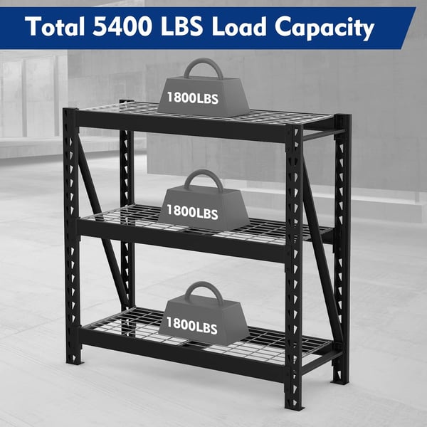 WORKPRO 3Tier Garage Shelving Unit Heavy Duty 5400 LBS Load Capacity Metal Storage Rack 50W x 18D x 47H Height Adjustable Industrial Shelving for Garage Warehouse Shop1 50u201DW x 18u201DD x 47u201DH