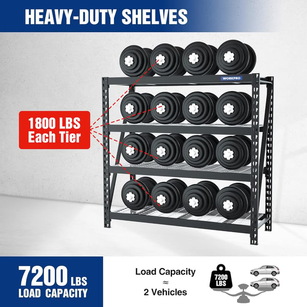 WORKPRO 3Tier Garage Shelving Unit Heavy Duty 5400 LBS Load Capacity Metal Storage Rack 50W x 18D x 47H Height Adjustable Industrial Shelving for Garage Warehouse Shop1 68W x 24D x 65H