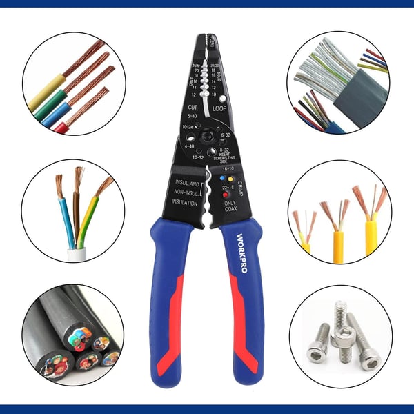 WORKPRO 8Inch Wire Stripper MultiTool Wire Cutter for Stripping Cutting and Crimping W091033AEWORKPRO 8Inch Wire Stripper MultiTool Wire Cutter for Stripping Cutting and Crimping W091033AE