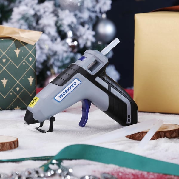 WORKPRO Cordless Hot Glue Gun Fast Preheating Glue Gun Kit with 20 Pcs Premium Mini Glue Gun Sticks SmartPoweroff Hot Melt Glue Gun Builtin 2600 mAh Lithiumion Upgraded VersionBlue