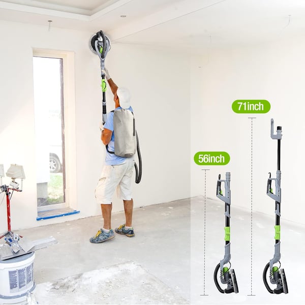 WORKPRO Drywall Sander 720W Electric Sander with Vacuum 7 Variable Speed 11001850 RPM Wall Sander with 12 Pcs Sanding discs LED Light Extendable Handle Long Dust Hose and Storage BagWORKPRO Drywall Sander 720W Electric Sander with Vacuum 7 Variable Speed 11001850 RPM Wall Sander with 12 Pcs Sanding discs LED Light Extendable Handle Long Dust Hose and Storage Bag