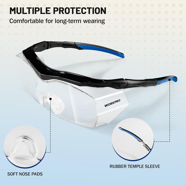 WORKPRO Safety Glasses z87 Safety Goggles with Adjustable Temples Lab Goggles with Anti Fog Coating1 Pack