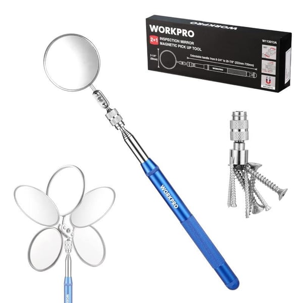 WORKPRO 2in1 Telescoping Inspection Mirror with Telescoping Magnetic PickUp Tool Round Mirror Extendable Mirror up to 30in NonSlip Handle 360 Inspection Mirror Telescoping Swivel HeadWORKPRO 2in1 Telescoping Inspection Mirror with Telescoping Magnetic PickUp Tool Round Mirror Extendable Mirror up to 30in NonSlip Handle 360 Inspection Mirror Telescoping Swivel Head