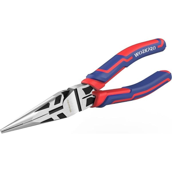 WORKPRO Premiumnbsp8 Needle Nose Pliers Paper Clamp Precision HeavyDuty CRV Steel Large Soft Grip with Wire Cutter Long Nose Cutting Pliers W0312698inch