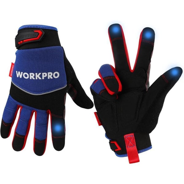 WORKPRO Safety Work Gloves Mechanic Working Gloves for Men Women Touch Screen Terry Fabric NonSlipBlue