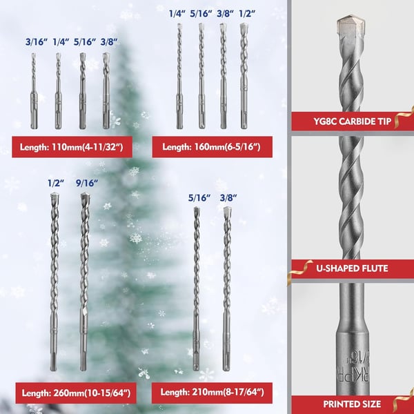 WORKPRO 17Piece SDSPlus Rotary Hammer Drill Bits and Chisel Set CarbideTipped Masonry Drill Bits and Chisels for Concrete Stone Brick with Storage Case17