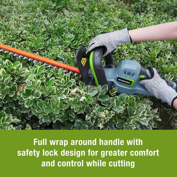 WORKPRO 20V Cordless Hedge Trimmer 20 Dual Action Blades Electric Gardening Trimmer 20Ah Battery 1 Hour Quick Charger Included Great Garden GiftsWORKPRO 20V Cordless Hedge Trimmer 20 Dual Action Blades Electric Gardening Trimmer 20Ah Battery 1 Hour Quick Charger Included Great Garden Gifts