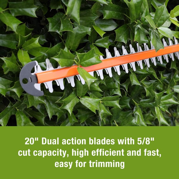 WORKPRO 20V Cordless Hedge Trimmer 20 Dual Action Blades Electric Gardening Trimmer 20Ah Battery 1 Hour Quick Charger Included Great Garden GiftsWORKPRO 20V Cordless Hedge Trimmer 20 Dual Action Blades Electric Gardening Trimmer 20Ah Battery 1 Hour Quick Charger Included Great Garden Gifts