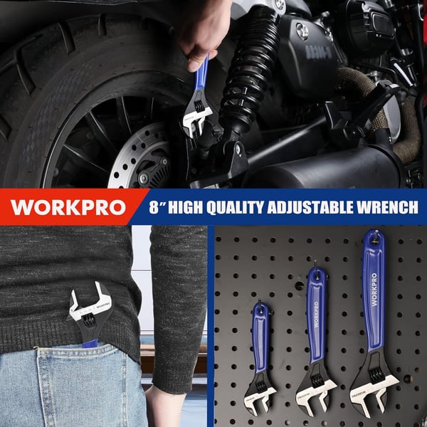 WORKPRO 2piece Adjustable Wrench Set 6Inch amp 10Inch Wrenches Wide Jaw Black Oxide Wrench With Cushion Grip Metric amp SAE Scales CrV Steel for Home Garage Workshop8 inch