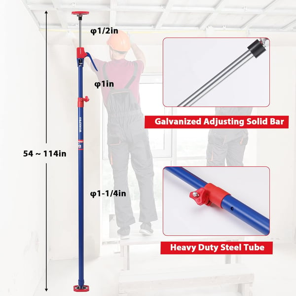 WORKPRO Cabinet Jack Support Pole 54114 Inches Steel Telescopic Quick Support Rod Adjustable 3rd Hand Support System with 154 lbs Capacity for Cabinet Jack Drywall Jackamp Cargo Bars 2Pack54114 4PC