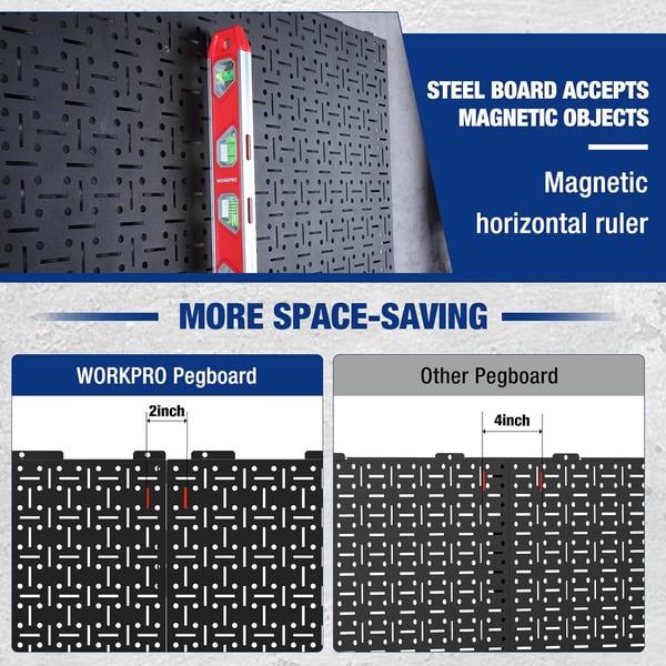 WORKPRO Metal Pegboard 16x 32 Steel Panel with Round Holes amp Vertical Slots 3Pack Black Heavy Duty Garage Peg Board Wall Pegboard for Wood Working Work Shop Craft Room Organization3