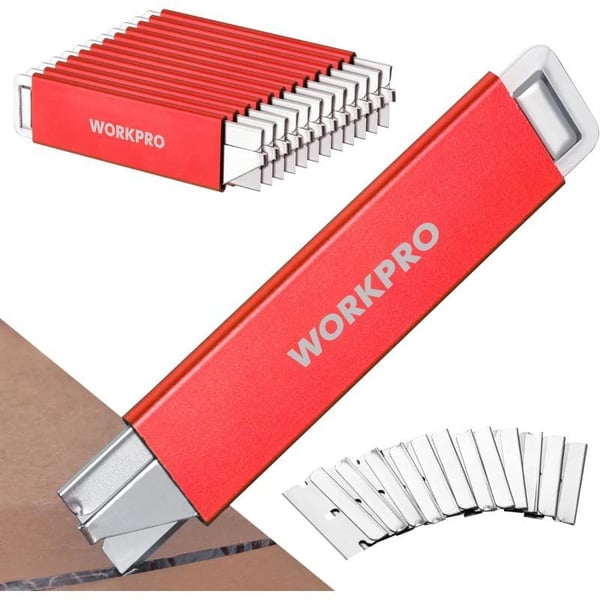 WORKPRO 12Pack Box Cutter Retractable  Utility Knife with Single Edge Razor Blade  Razor Knife Box Opener Cardboard Cutter with Metal Sheathes Extra 12Pack Razor Blades for Replacement  BlueRed  12pack Extra Blades Included