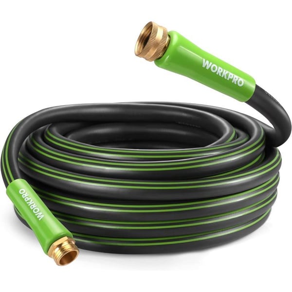 WORKPRO 58 IN x 10 FT Garden Hose Durable Flexible Lightweight Water Hose with BiMaterial 360 Rotation Handle 34 GHT Solid Brass Fittings for Outdoor Lawn Garden amp Yard Car Wash50ft 360 Rotary Handle