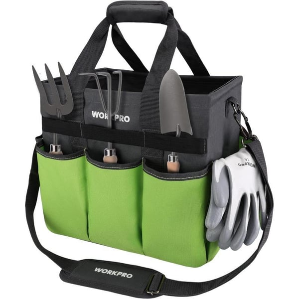 WORKPRO Garden Tote Bag Heavy Duty Gardening Tool Bag with 10 Pockets and Long Adjustable Shoulder Strap Standable Garden Home Tool Kits OrganizerWORKPRO Garden Tote Bag Heavy Duty Gardening Tool Bag with 10 Pockets and Long Adjustable Shoulder Strap Standable Garden Home Tool Kits Organizer